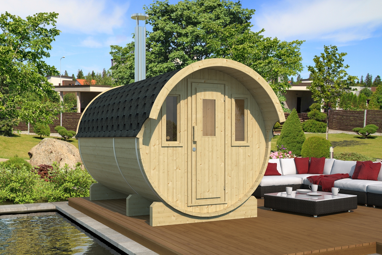 kaja 330 ot barrel sauna with overhang