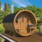 kaja 331 t barrel sauna with porch & changing room