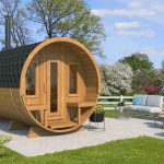 kaja 400 t barrel sauna with porch & changing room