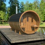 kaja 400 t barrel sauna with porch & changing room